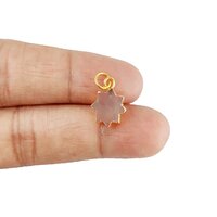 Rose Quartz Gemstone Sun Shape Size 12mm Electroplated Charm Pendant