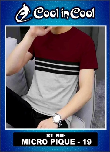 Men's Lightweight Polyester T-Shirt - Regular Length, Quick-Dry | O-Neck, Short Sleeves, Striped Pattern, Available in S, M, L, XL