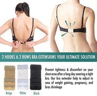 Pack of 3 Beige/Black/White Bra Hook Extenders