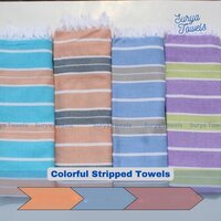 Colorful Striped Towels 30x60 Inches, 100% Cotton, Multicolor | Dobby Woven, Quick Dry, High Water Absorbency, Soft Touch, Customizable Size