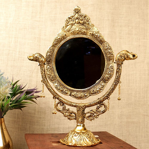 Golden 13X16 Inch Iron Elephant Mirror