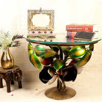 Iron And Glass Flower Table Home Furniture