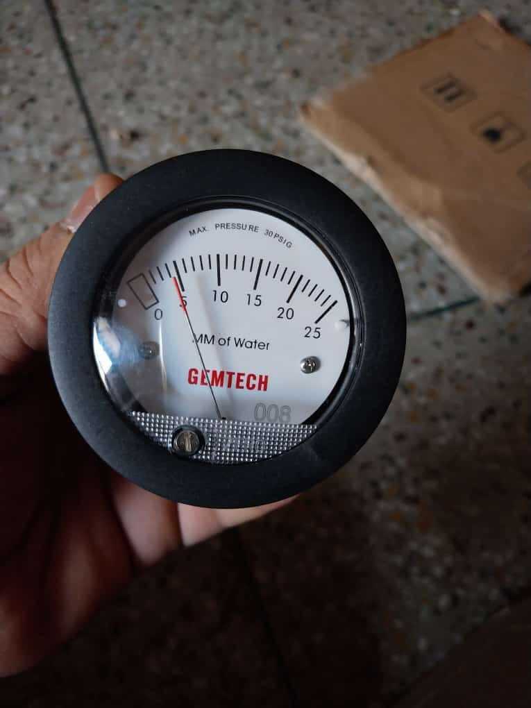 GEMTECH Mini Differential Pressure Gauge Range 0-25 MM