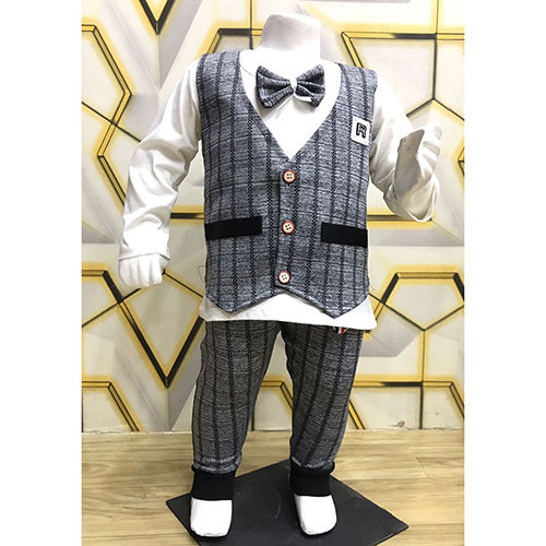 Baba Party Wear Jacket Set With Bow Age Group: 3-16