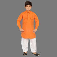Boys Orange Pathani Kurta Set