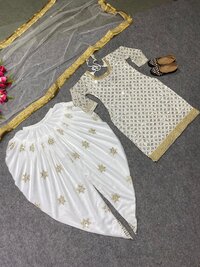 Party Wear Look Top Dhoti Salwar And Dupatta
