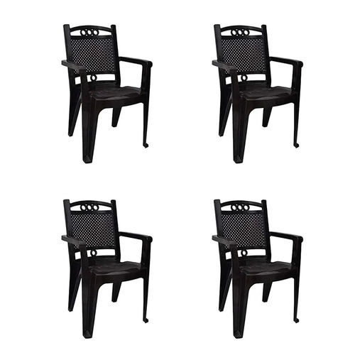 Black Plastic Chair For Office And For Home Use- Set Of 4