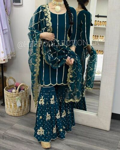 Pure Parampara Silk With Embroidery Designer Party Wear Look Top Plazzo Dupatta Set