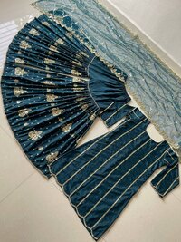 Pure Parampara Silk With Embroidery Designer Party Wear Look Top Plazzo Dupatta Set