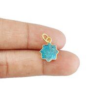 Turquoise Gemstone Sun Shape Size 12mm Electroplated Charm Pendant