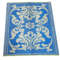 Indoor Designer Pp Mats 4x6 - Blue Rectangular Printed Mat | Ideal For Bathroom & Bedroom Usage, Made From Durable Polypropylene