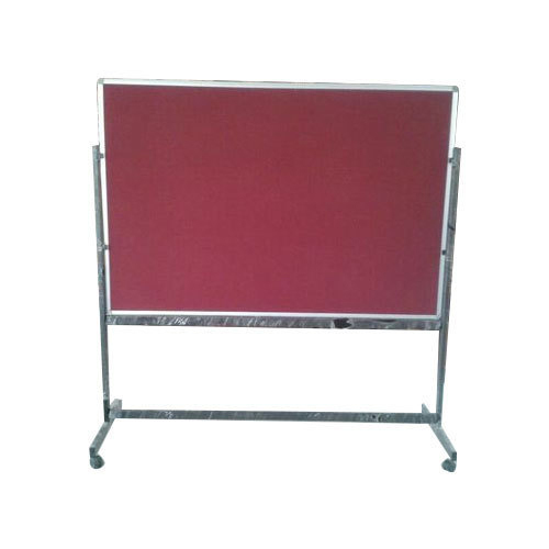 Maroon And Silver Mobile Notice Board With Stand