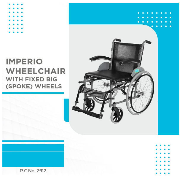 IMPERIO WHEELCHAIR WITH FIXED BIG WHEELS P.C.NO.2912 (Spoke Wheels)