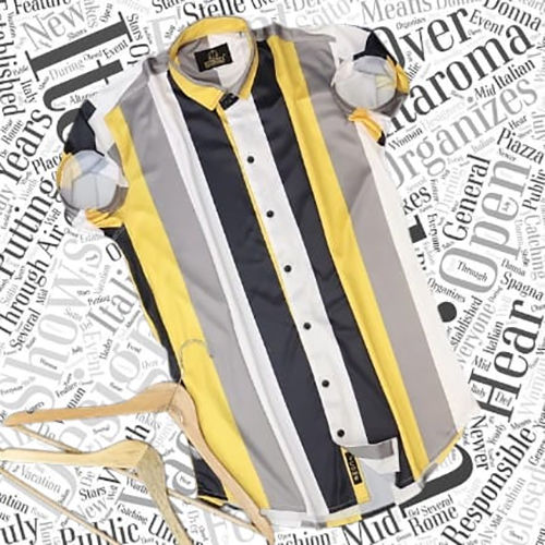 Different Available Mens Yellow Grey Line Shirts