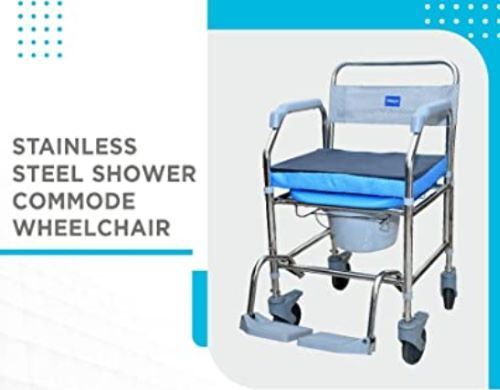 Comfort Ss Shower Commode Wheelchair (Hight Adjustable) 9969 Dimension(L*W*H): 92 L X 58 W X 90 H