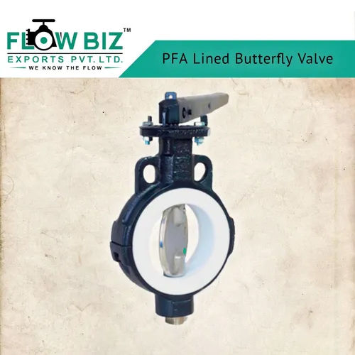 PFA Lined Butterfly Valve - Brass Material, Various Sizes Available, White and Black Finish | Industrial Water Media Usage