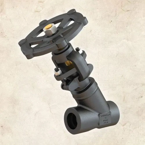 Welded Bonnet Forged Steel Y Type Globe Valve - Cast Iron, High Pressure Black Gas Valve | Galvanized Finish, Multiple Sizes Available, Warranty Included