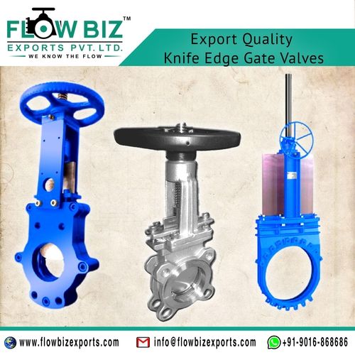 Knife Edge Gate Valve - Aluminum, Different Sizes Available, Blue Finish | Medium Pressure Water Media, Polished Surface, Industrial Use, Warranty Included