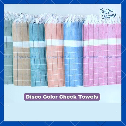Disco Color Check Cotton Towels 35x70 200g - 100% Sustainable Cotton, Customizable Size & Color, Quick-Dry & Absorbent Design | Soft & Lightweight