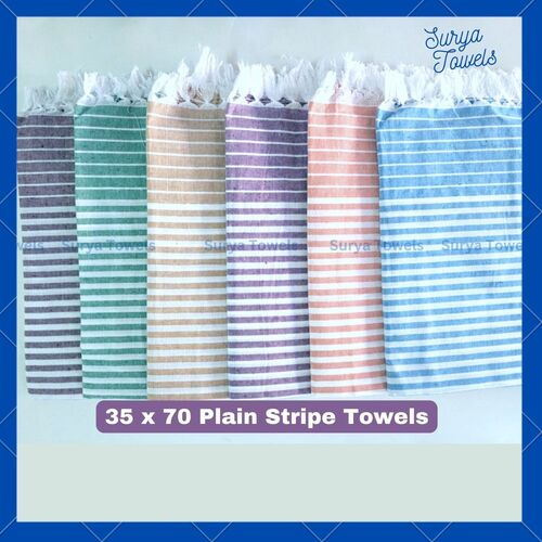Striped Cotton Beach/Bath Towels 35x70 200g - Sustainable Cotton, Rectangular, Soft Touch, 6 Color Variants, Customizable Size & Design, Quick Dry, Moisture Absorbent