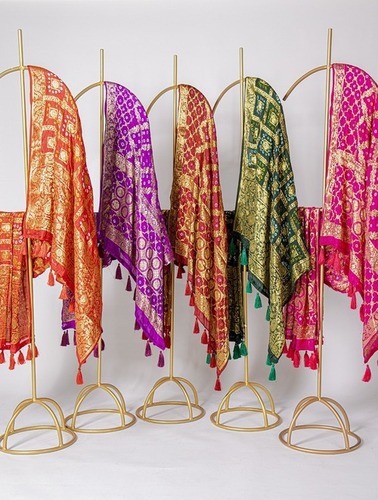 Original Bandhej Silk Zari Weaving Work Dupatta