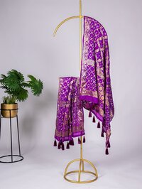 Original Bandhej Silk Zari Weaving Work Dupatta