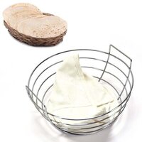 Stainless Steel Bread And Roti Basket For Kitchen And Dining Silver (5143) - Stainless Steel, 23x23x12 Cm, Silver | Ideal For Serving Bread And Roti