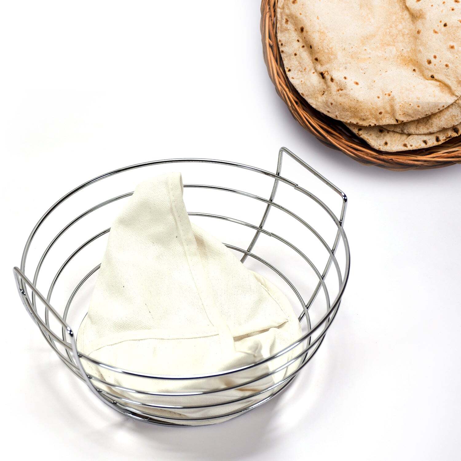 STAINLESS STEEL BREAD AND ROTI BASKET FOR KITCHEN AND DINING SILVER (5143)