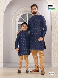 Twining Kurta set in adult and kids Silk Jequard Butti Kurta