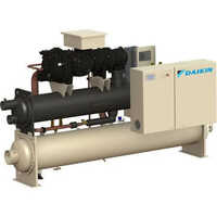 Daikin Water Cooled Screw Chillers - Metal, 146.5x55.1x84.8 Inches, White | High Efficiency, Modular Design, Suitable for Large Commercial and Industrial Applications