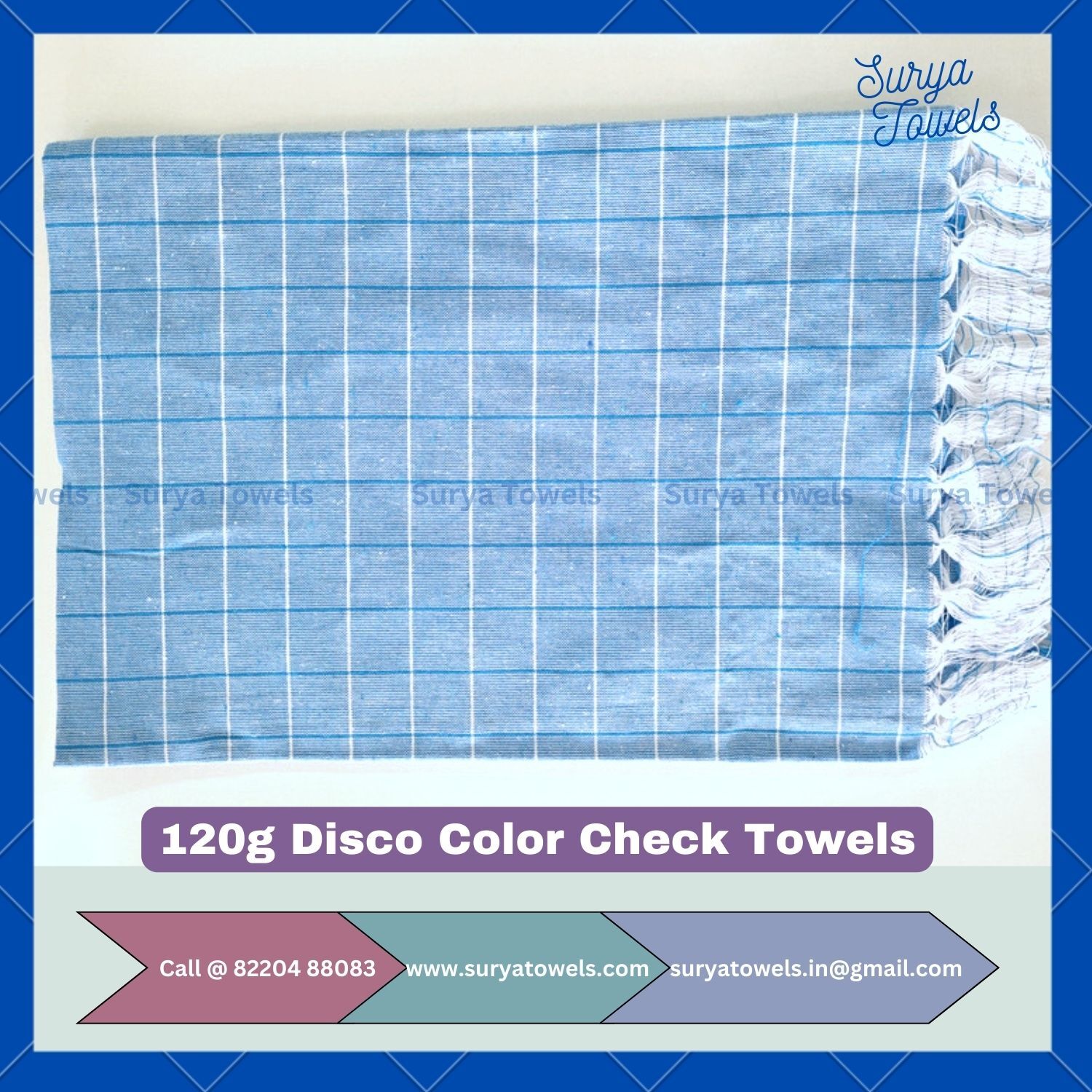 Cotton Gamcha 27x54 120g Disco Color Check Towels