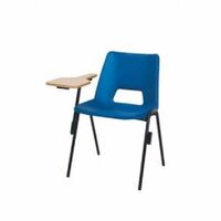 Institutional Chair - Polypropylene & Metal, Standard Dimensions, Blue Color | Ergonomic Design With Attached Writing Pad, Durable & Lightweight