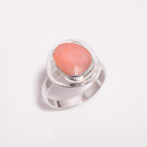 Pink Opal Rose Cut Gemstone 925 Sterling Silver Ring Size US 8 Women Fashion Rings Supplier