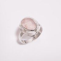 Pink Opal Rose Cut Gemstone 925 Sterling Silver Ring Size US 8 Women Fashion Rings Supplier