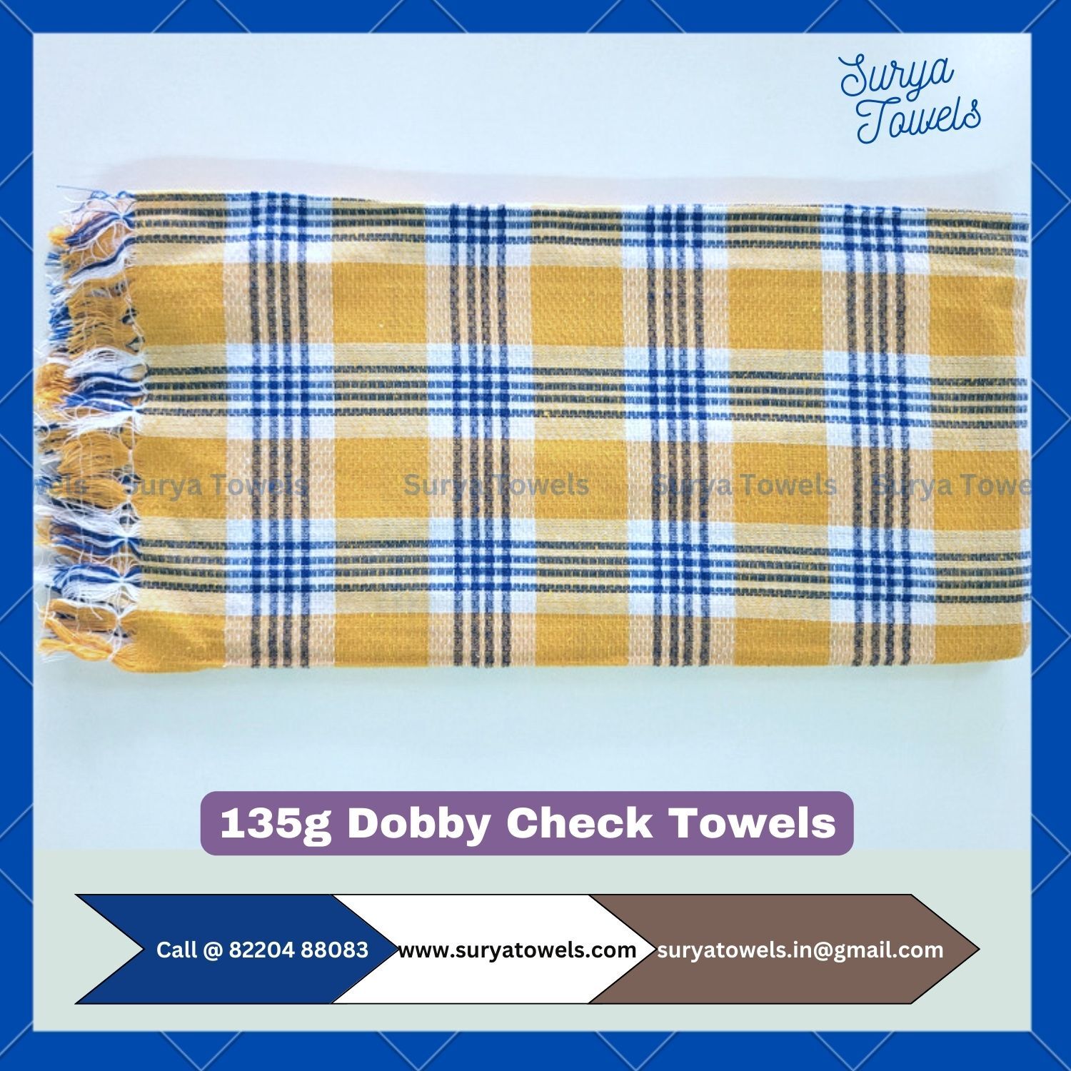 Dobby Check Cotton Bath towels 28x56 135g