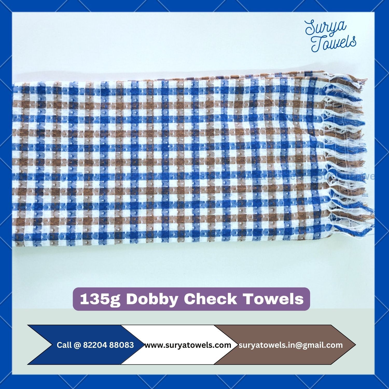 Dobby Check Cotton Bath towels 28x56 135g