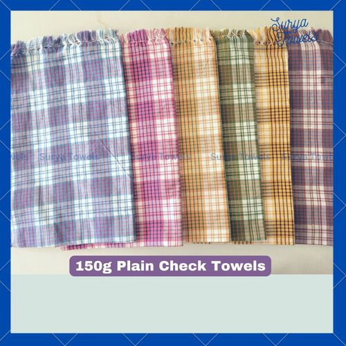 Cotton Bath Plain Check Towels 30x60 150g - 100% Cotton, Rectangular 30x60 Inches, Multi Color Variants , Quick Dry & Water Absorbent