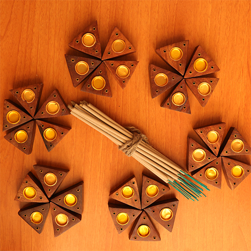 Triangular Wooden Incense Stick Holder