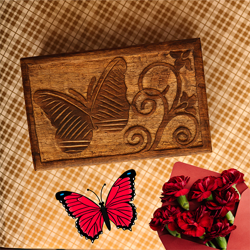 Wooden Butterfly Gift Pack Box