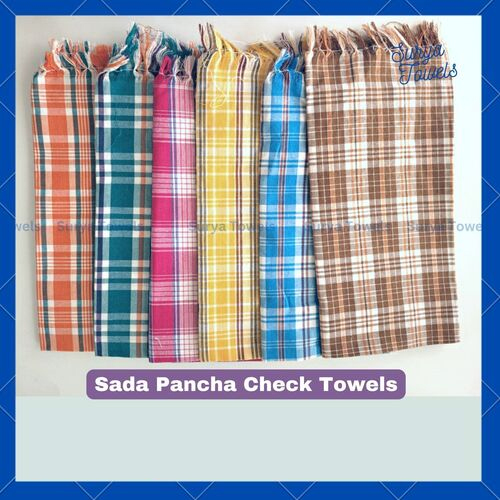 Sada Pancha Check Cotton Bath Towels 28x56 135g