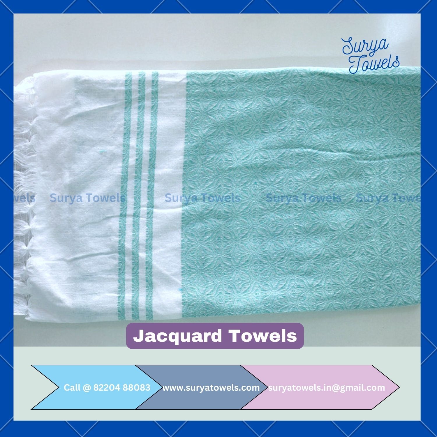 Jacquard Cotton Bath Towels 30x60 150g