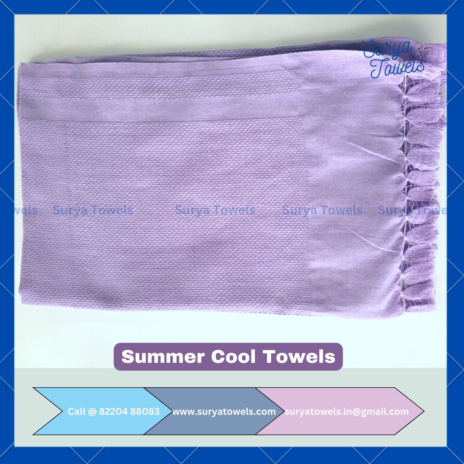 Summer Cool Cotton Bath Towels 30x60 150g