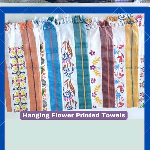 Printed Flowers Cotton Bath Towels 30x60 inches - Soft Touch, Quick Dry, Water Absorbent, Customizable Size & Color Options | Perfect for Home & Beach