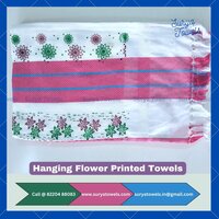Printed Flowers Cotton Bath Towels 30x60 150g