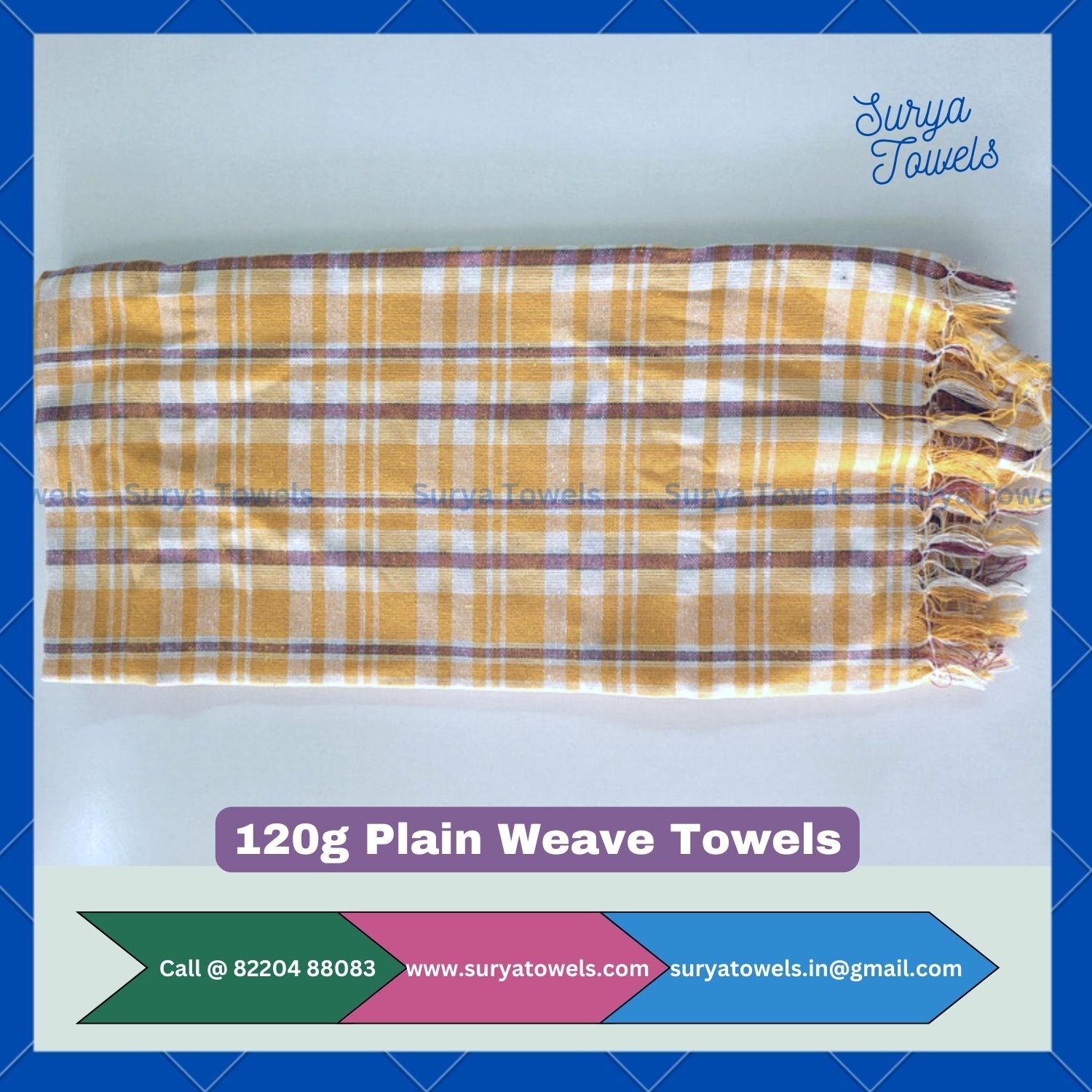 Plain Woven Cotton Bath Towels 27x54 120g