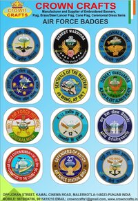 Air Force Badges - Brass, Custom Size, Embroidered Pattern, Round Shape | High-quality Cloth Decoration, Personalized Logo Style, Gold Plating