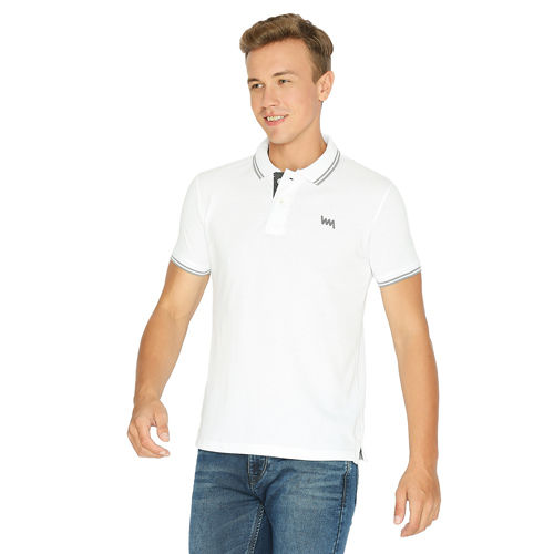 Mens White Color Collar T-Shirts