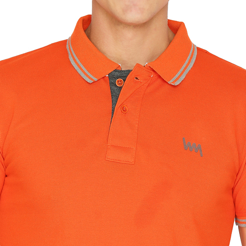 Mens Orange Color Collar T-Shirts