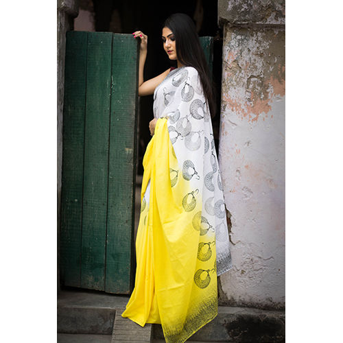 Casual Yellow Cotton Saree