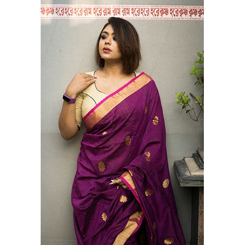 Purple Fancy Matka Handloom Saree